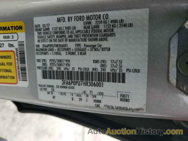 FORD FUSION SE PHEV, 3FA6P0PU7HR306001