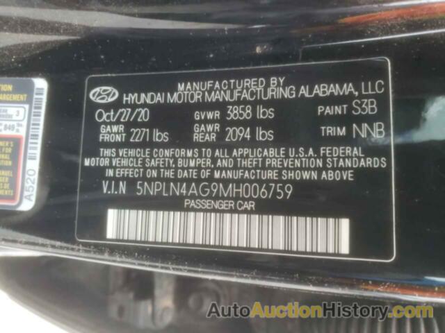 HYUNDAI ELANTRA SEL, 5NPLN4AG9MH006759