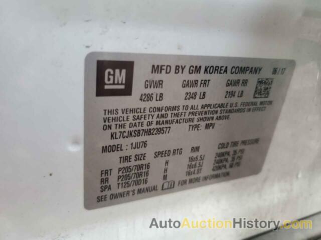 CHEVROLET TRAX LS, KL7CJKSB7HB239577