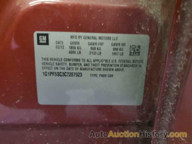 CHEVROLET CRUZE LT, 1G1PF5SC3C7287923