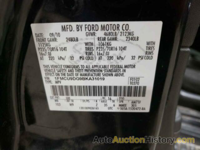 FORD ESCAPE XLT, 1FMCU9DG9BKA31019