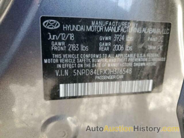 HYUNDAI ELANTRA SEL, 5NPD84LFXJH376548