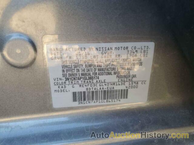 NISSAN VERSA S, 3N1CN7AP1GL865174