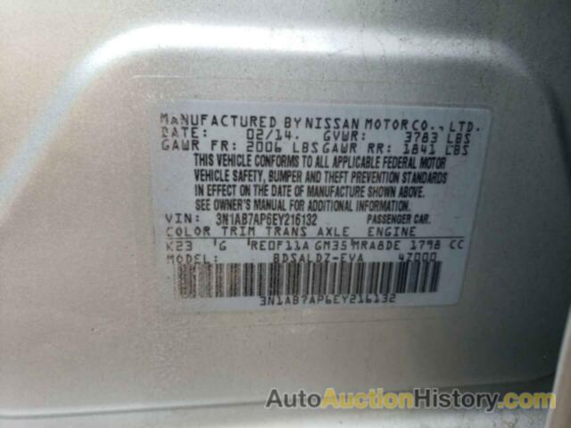 NISSAN SENTRA S, 3N1AB7AP6EY216132