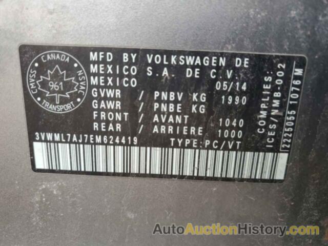 VOLKSWAGEN JETTA TDI, 3VWML7AJ7EM624419