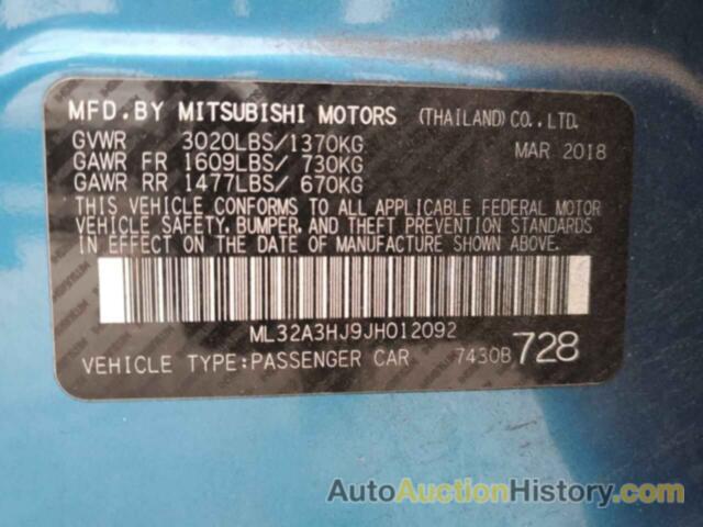 MITSUBISHI MIRAGE ES, ML32A3HJ9JH012092