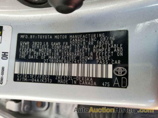 TOYOTA COROLLA L, 2T1BURHE8GC741207