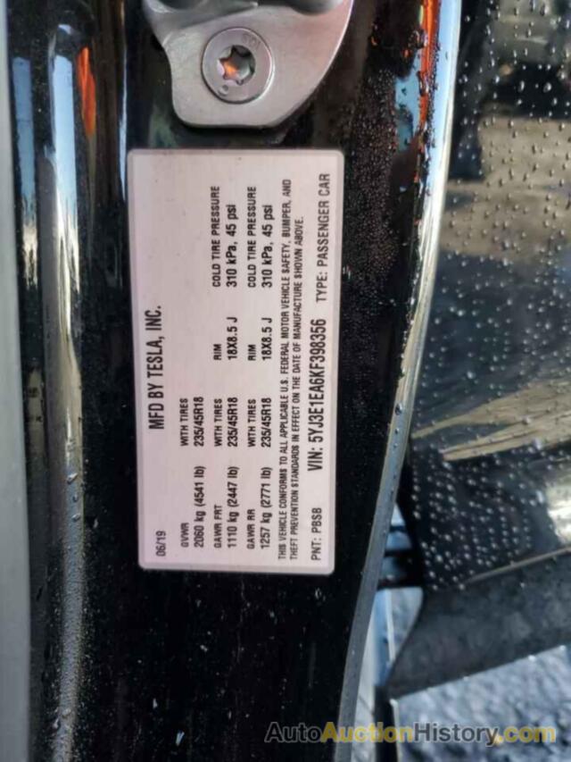 TESLA MODEL 3, 5YJ3E1EA6KF398356