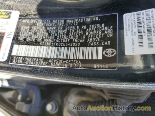 TOYOTA CAMRY BASE, 4T1BF1FK0CU549020