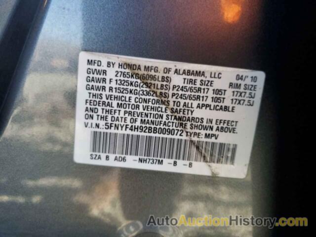 HONDA PILOT TOURING, 5FNYF4H92BB009072