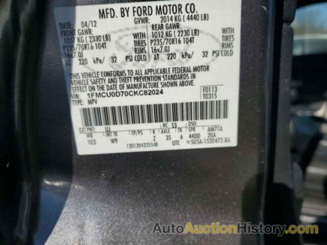 FORD ESCAPE XLT, 1FMCU0D70CKC82024