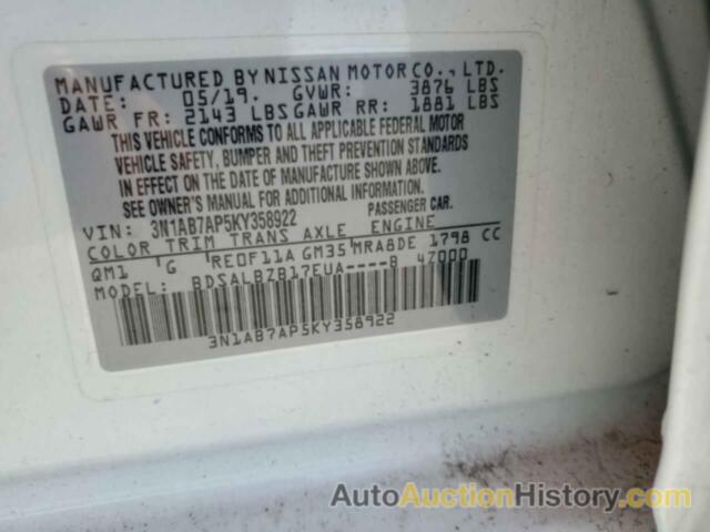 NISSAN SENTRA S, 3N1AB7AP5KY358922