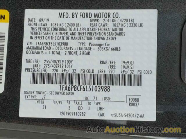 FORD MUSTANG GT, 1FA6P8CF6L5103988