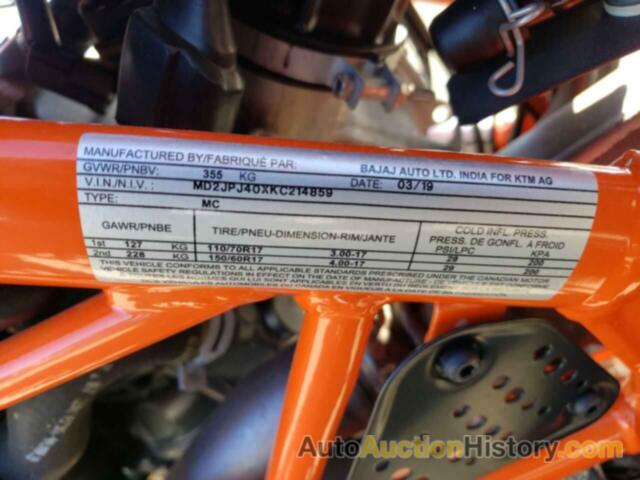 KTM MOTORCYCLE DUKE, MD2JPJ40XKC214859