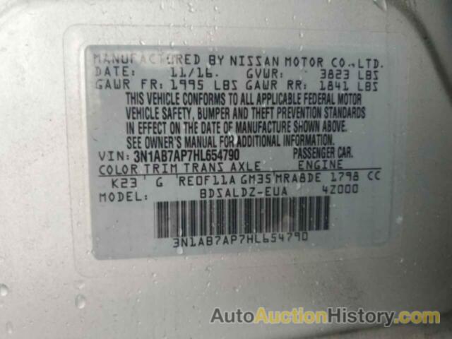 NISSAN SENTRA S, 3N1AB7AP7HL654790