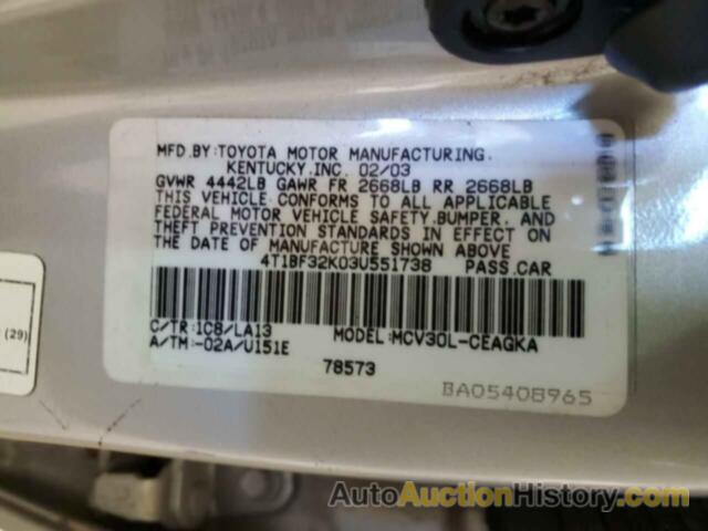 TOYOTA CAMRY LE, 4T1BF32K03U551738