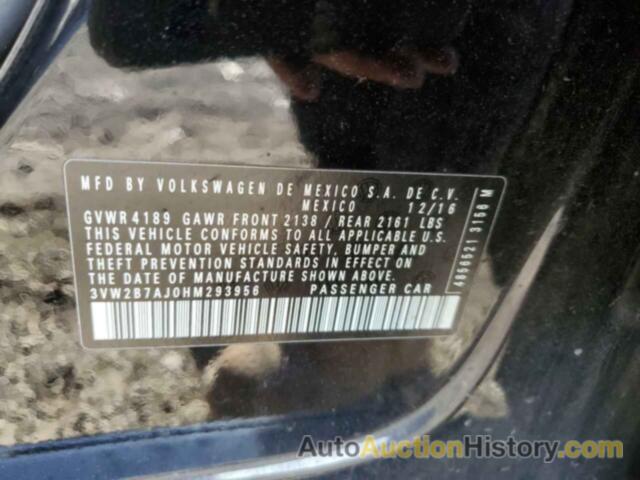 VOLKSWAGEN JETTA S, 3VW2B7AJ0HM293956