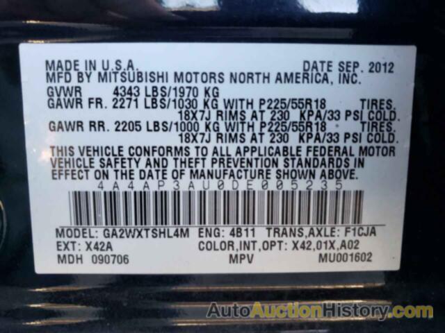 MITSUBISHI OUTLANDER ES, 4A4AP3AU0DE005235