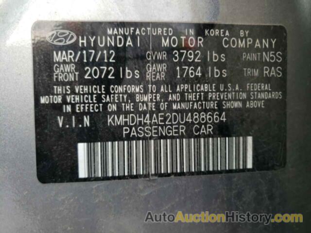 HYUNDAI ELANTRA GLS, KMHDH4AE2DU488664