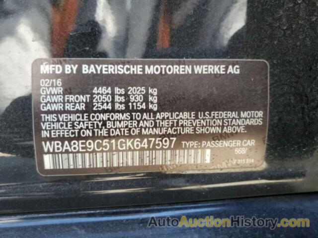 BMW 3 SERIES I SULEV, WBA8E9C51GK647597
