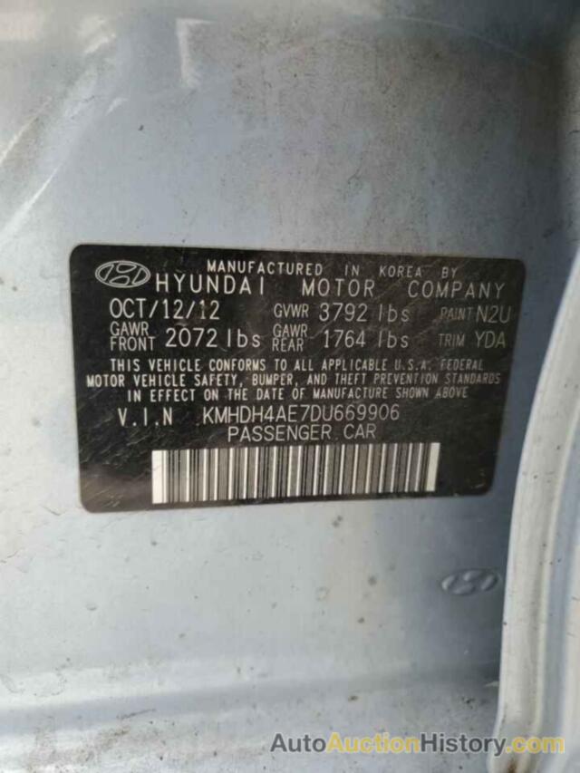 HYUNDAI ELANTRA GLS, KMHDH4AE7DU669906