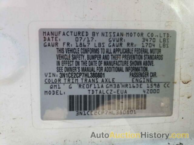 NISSAN VERSA S, 3N1CE2CP7HL380801