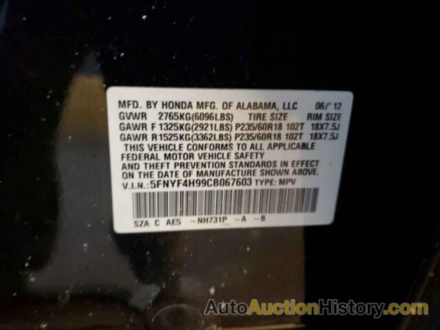 HONDA PILOT TOURING, 5FNYF4H99CB067603