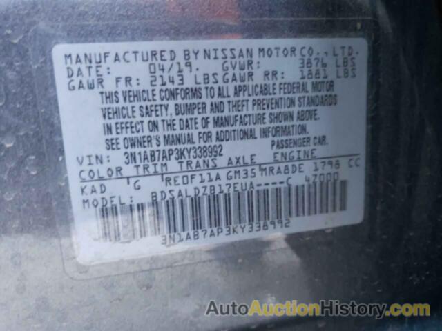 NISSAN SENTRA S, 3N1AB7AP3KY338992