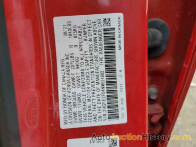 HONDA CIVIC SPORT, 2HGFE2F54NH524802