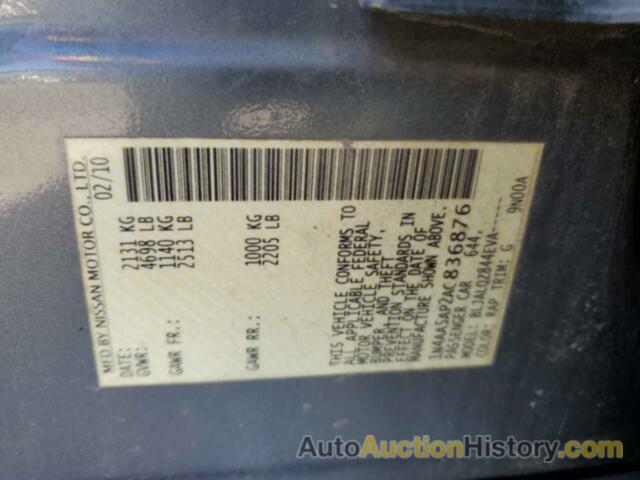 NISSAN MAXIMA S, 1N4AA5AP2AC836876