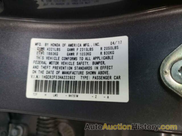 HONDA ACCORD SPORT, 1HGCR2F53HA222802