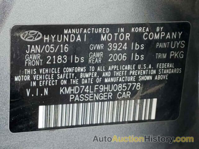 HYUNDAI ELANTRA SE, KMHD74LF9HU085778