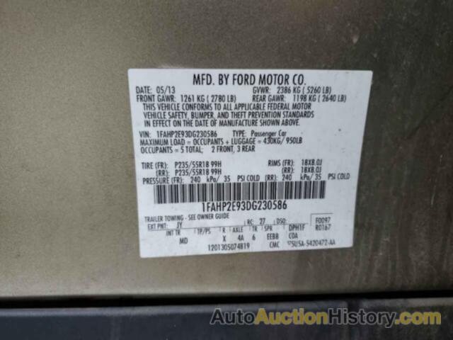 FORD TAURUS SEL, 1FAHP2E93DG230586