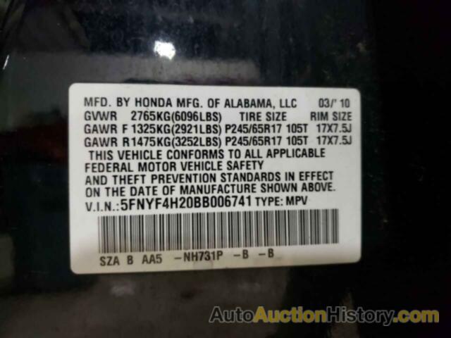 HONDA PILOT LX, 5FNYF4H20BB006741