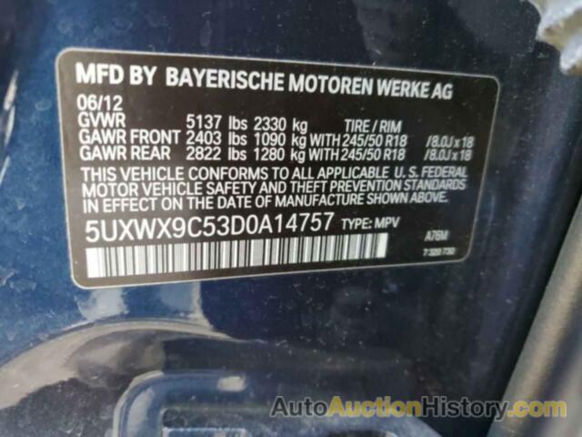 BMW X3 XDRIVE28I, 5UXWX9C53D0A14757