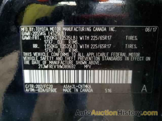 TOYOTA RAV4 XLE, 2T3WFREV1HW389692