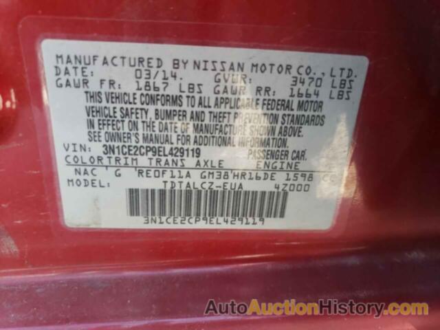 NISSAN VERSA S, 3N1CE2CP9EL429119