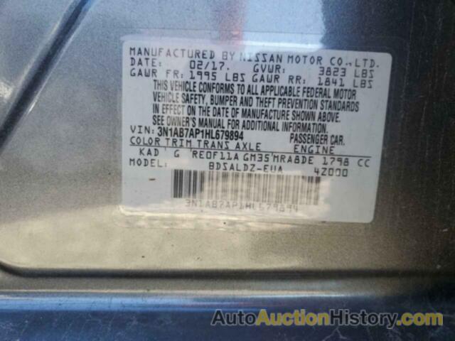 NISSAN SENTRA S, 3N1AB7AP1HL679894