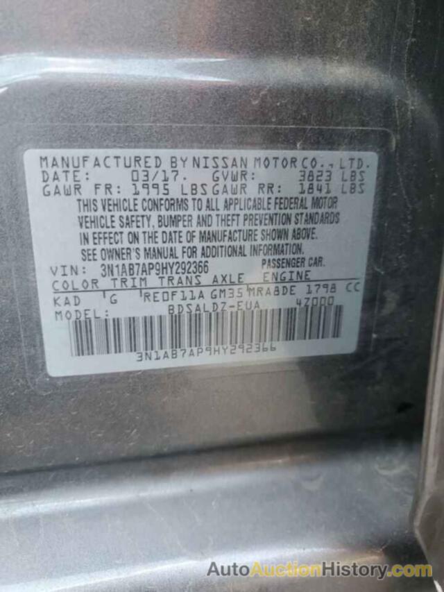 NISSAN SENTRA S, 3N1AB7AP9HY292366