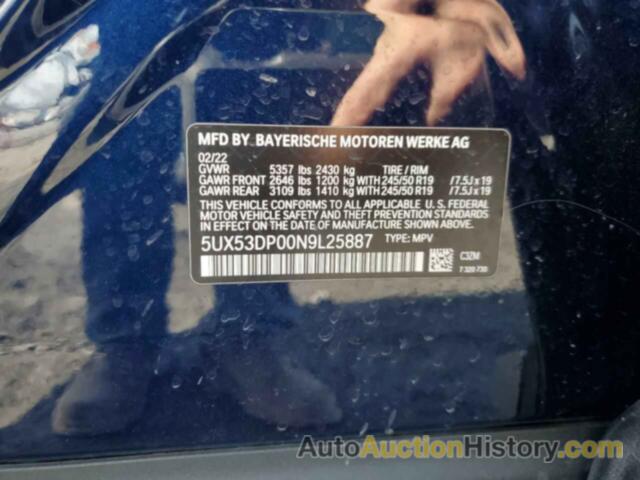 BMW X3 XDRIVE30I, 5UX53DP00N9L25887