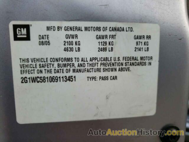 CHEVROLET IMPALA LT, 2G1WC581069113451