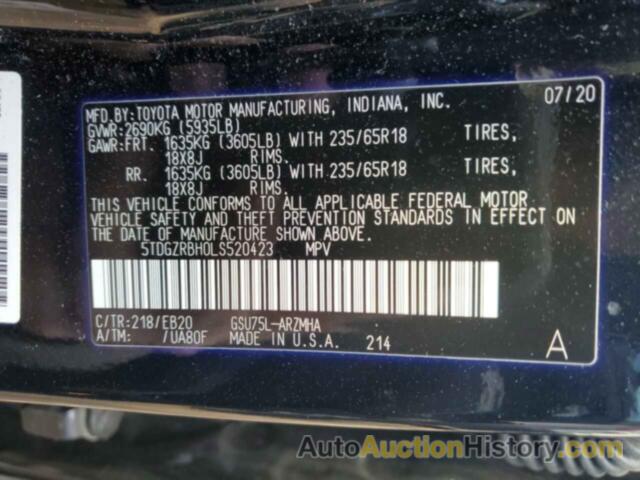 TOYOTA HIGHLANDER XLE, 5TDGZRBH0LS520423