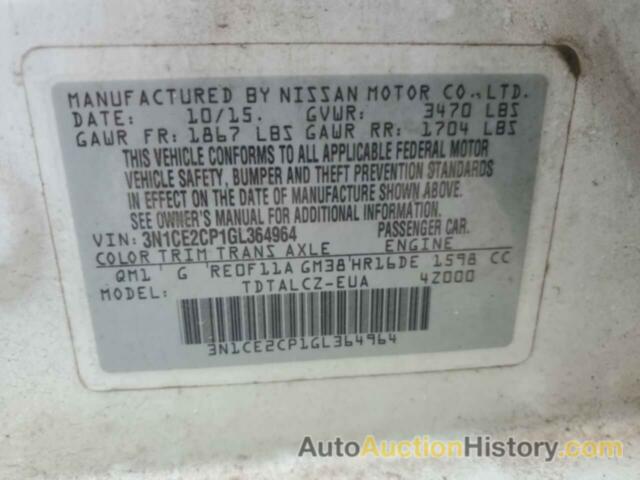 NISSAN VERSA S, 3N1CE2CP1GL364964