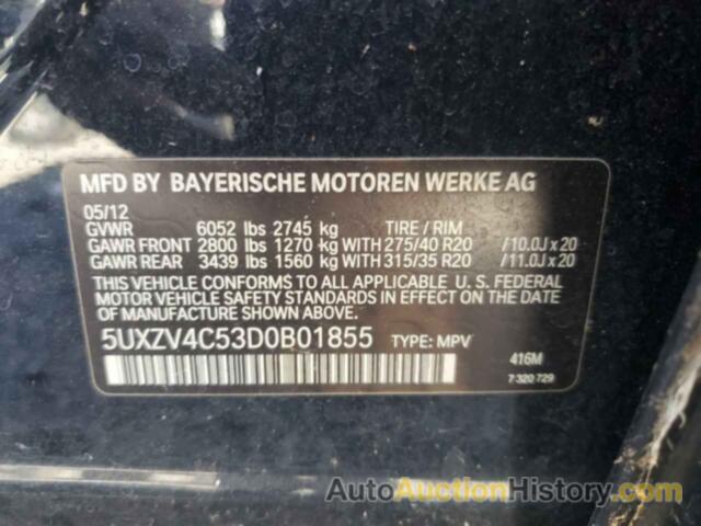 BMW X5 XDRIVE35I, 5UXZV4C53D0B01855