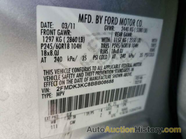 FORD EDGE LIMITED, 2FMDK3KC8BBB08688