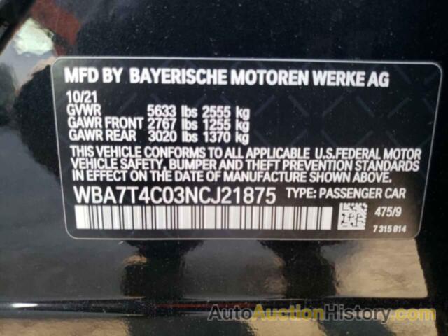BMW 7 SERIES XI, WBA7T4C03NCJ21875