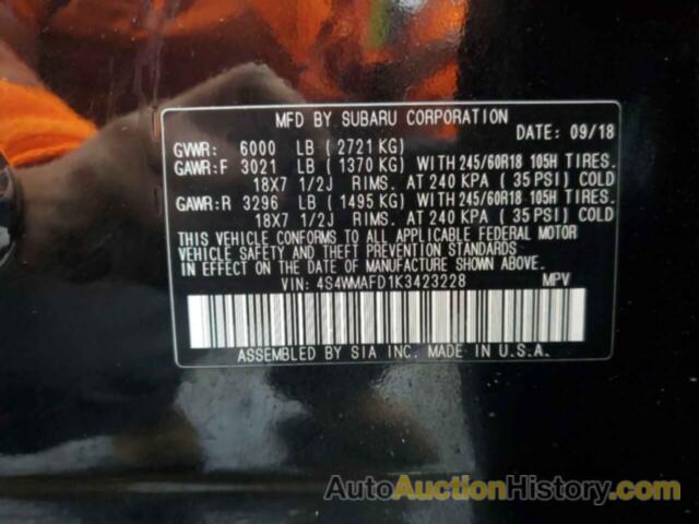 SUBARU ASCENT PREMIUM, 4S4WMAFD1K3423228