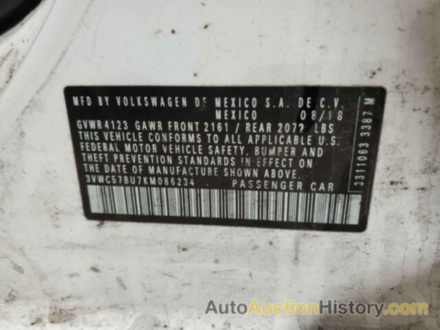 VOLKSWAGEN JETTA S, 3VWC57BU7KM086234