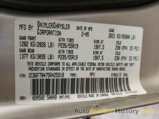 CHRYSLER PACIFICA LIMITED, 2C8GF78475R425918