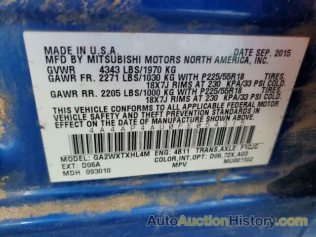 MITSUBISHI OUTLANDER SE, 4A4AP4AU0FE054315